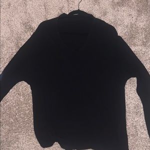 Cutout neckline long sleeve black shirt